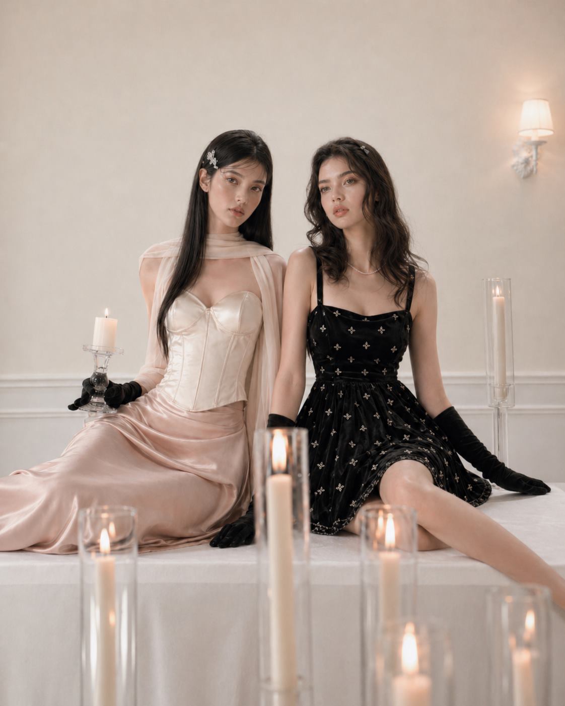 Candlelit evening dress look